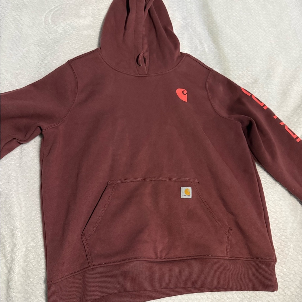 Carhartt Women's Burgundy Hoodie Sweater Large